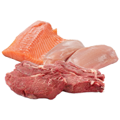 Vlees, kip, vis, vega